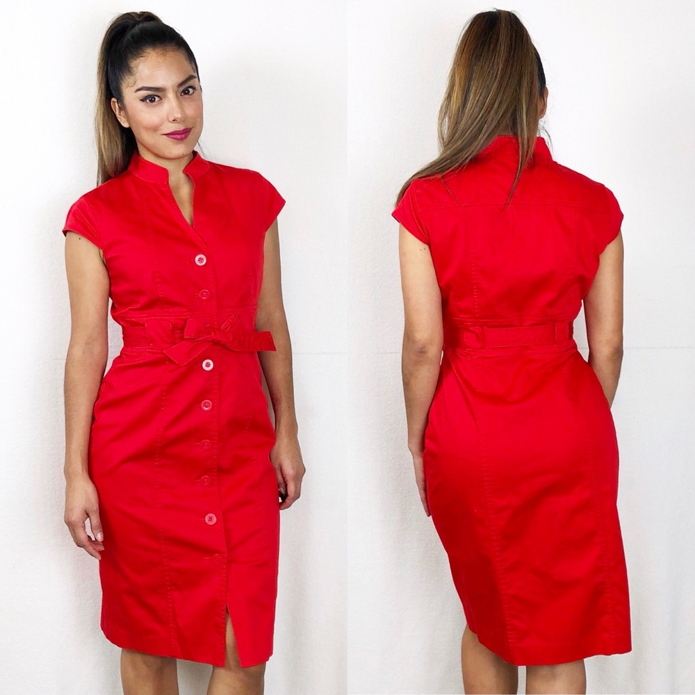 SOLD Calvin Klein Belted Shirt Dress - Picture 1 of 8
